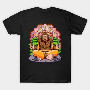 Funny Bigfoot In Yoga Pose T-Shirt